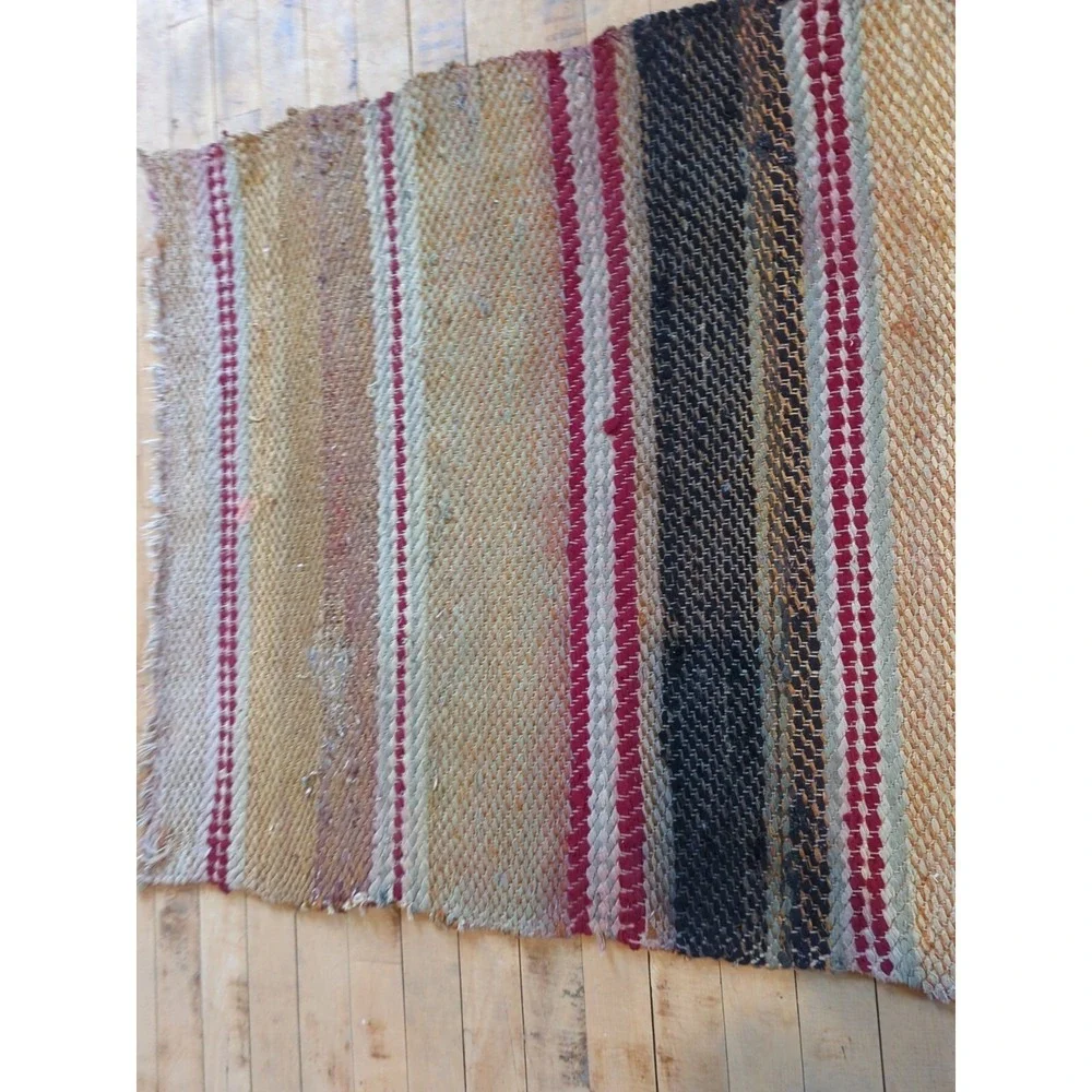 Antique Imported Swedish Hand Made Rag Rug Runner (31